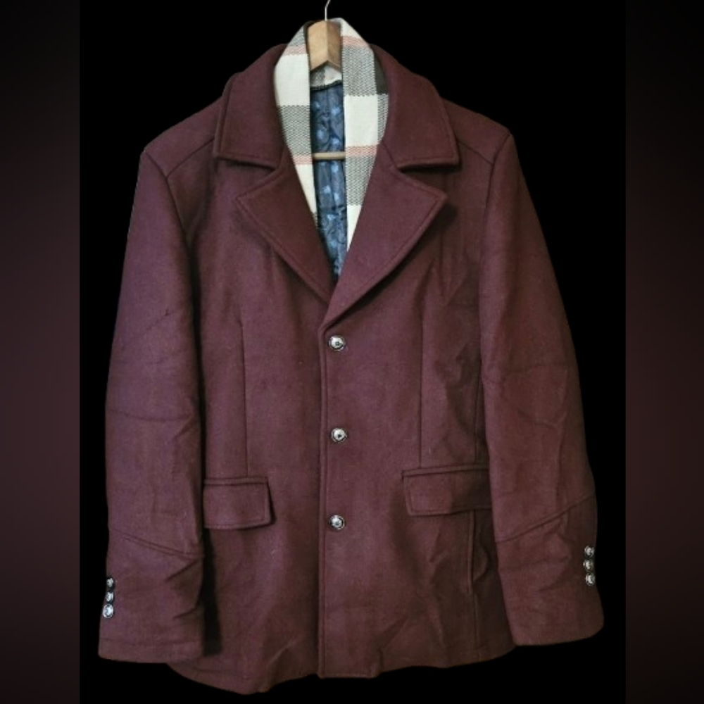 Jingpin Fushi Wool Blend Unisex Pea Coat